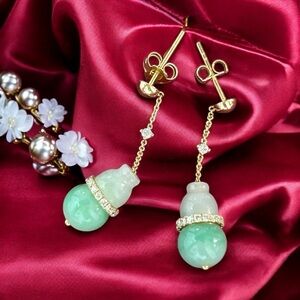 Jadeite Jade With Diamond Earrings Earrings